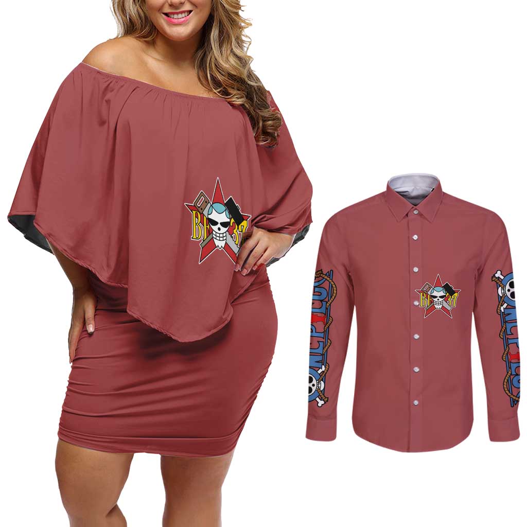 Franky One Piece Couples Matching Off Shoulder Short Dress and Long Sleeve Button Shirt Anime Style