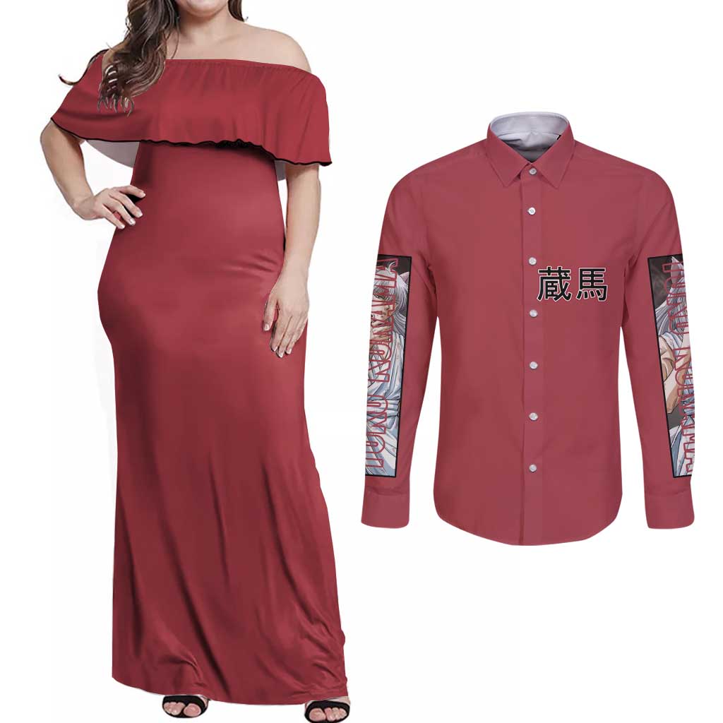 Yoko Kurama Yuyu Hakusho Couples Matching Off Shoulder Maxi Dress and Long Sleeve Button Shirt Anime Style