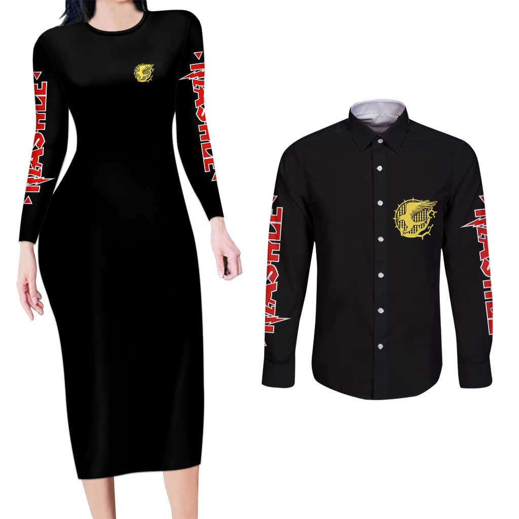 Mash Burnedead Mashle Couples Matching Long Sleeve Bodycon Dress and Long Sleeve Button Shirt Anime Style