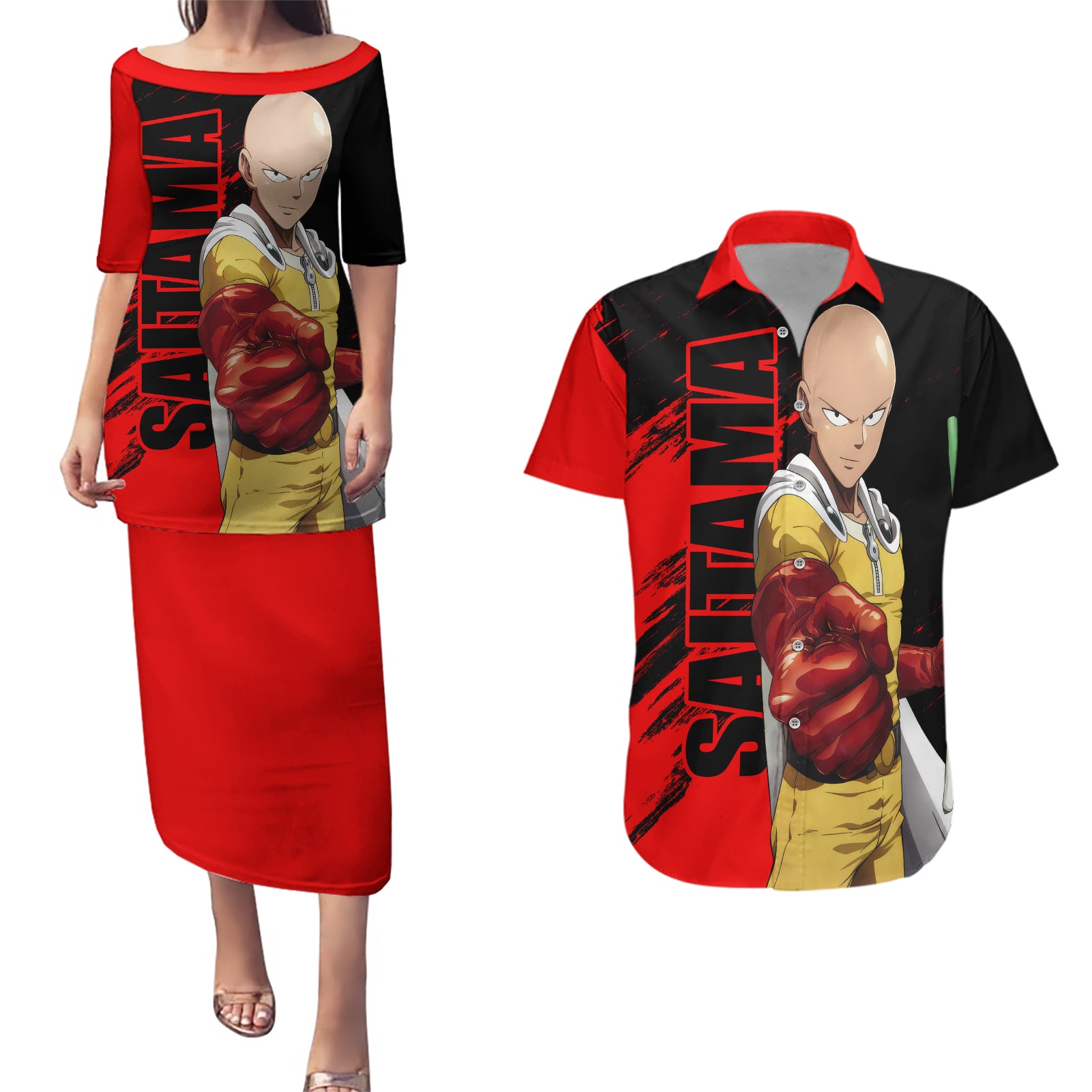 Saitama - OPM - Sport Funny Design Couples Matching Puletasi and Hawaiian Shirt