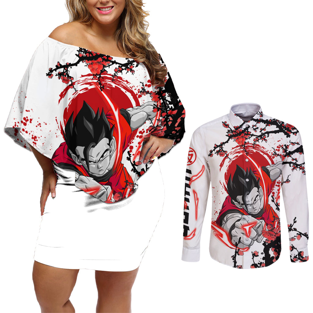 Gohan - Japan Style Couples Matching Off Shoulder Short Dress and Long Sleeve Button Shirt