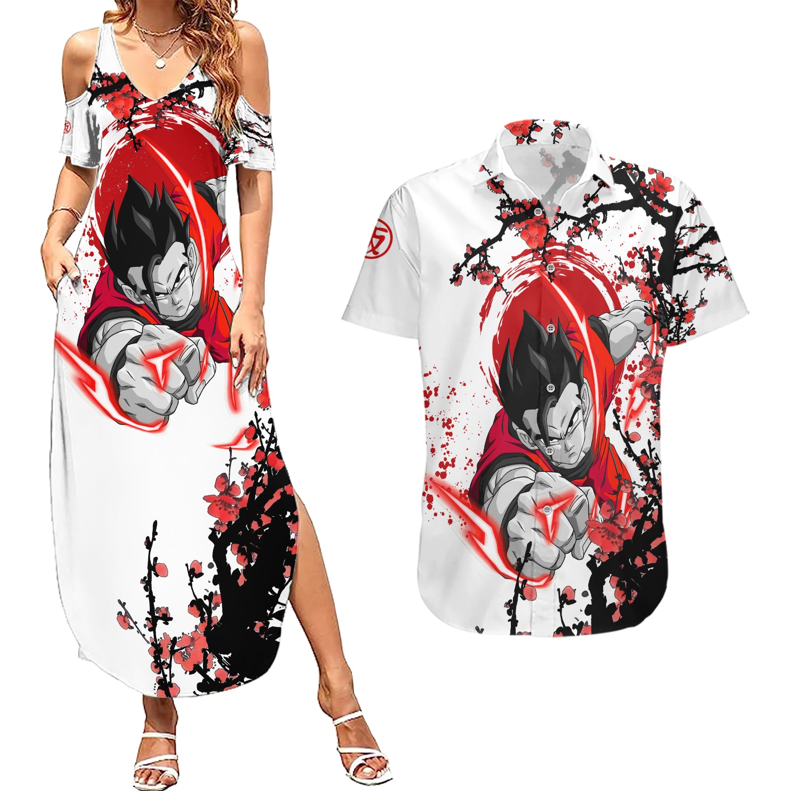 Gohan - Japan Style Couples Matching Summer Maxi Dress and Hawaiian Shirt