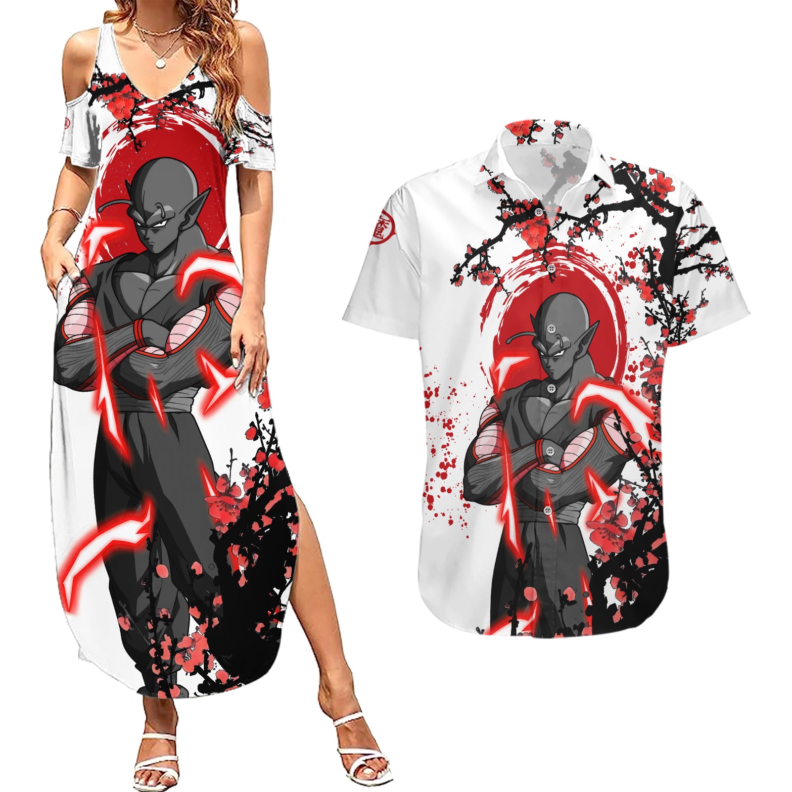 Piccolo - Japan Style Anime Couples Matching Summer Maxi Dress and Hawaiian Shirt