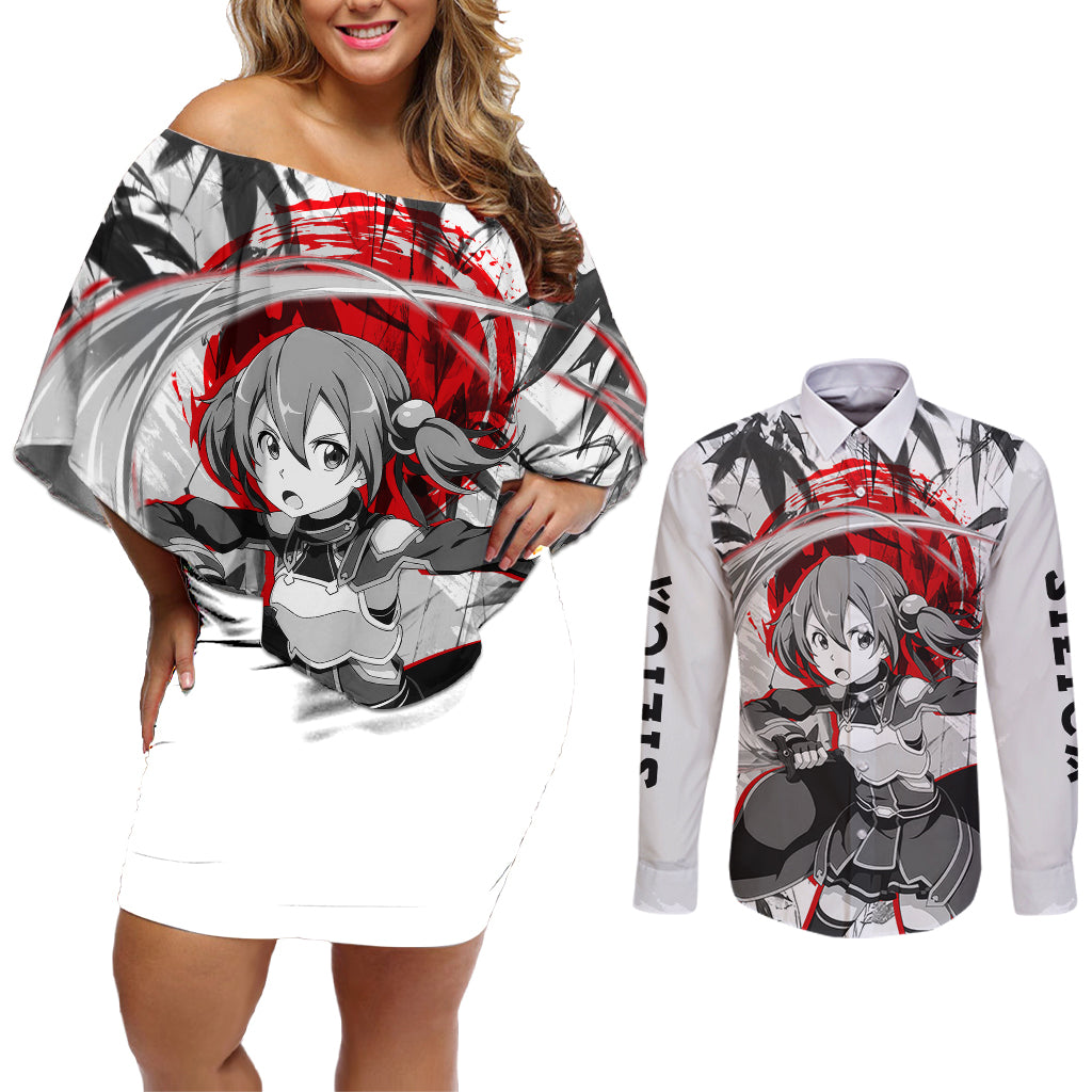 Silica Couples Matching Off Shoulder Short Dress and Long Sleeve Button Shirt Sword Art Online