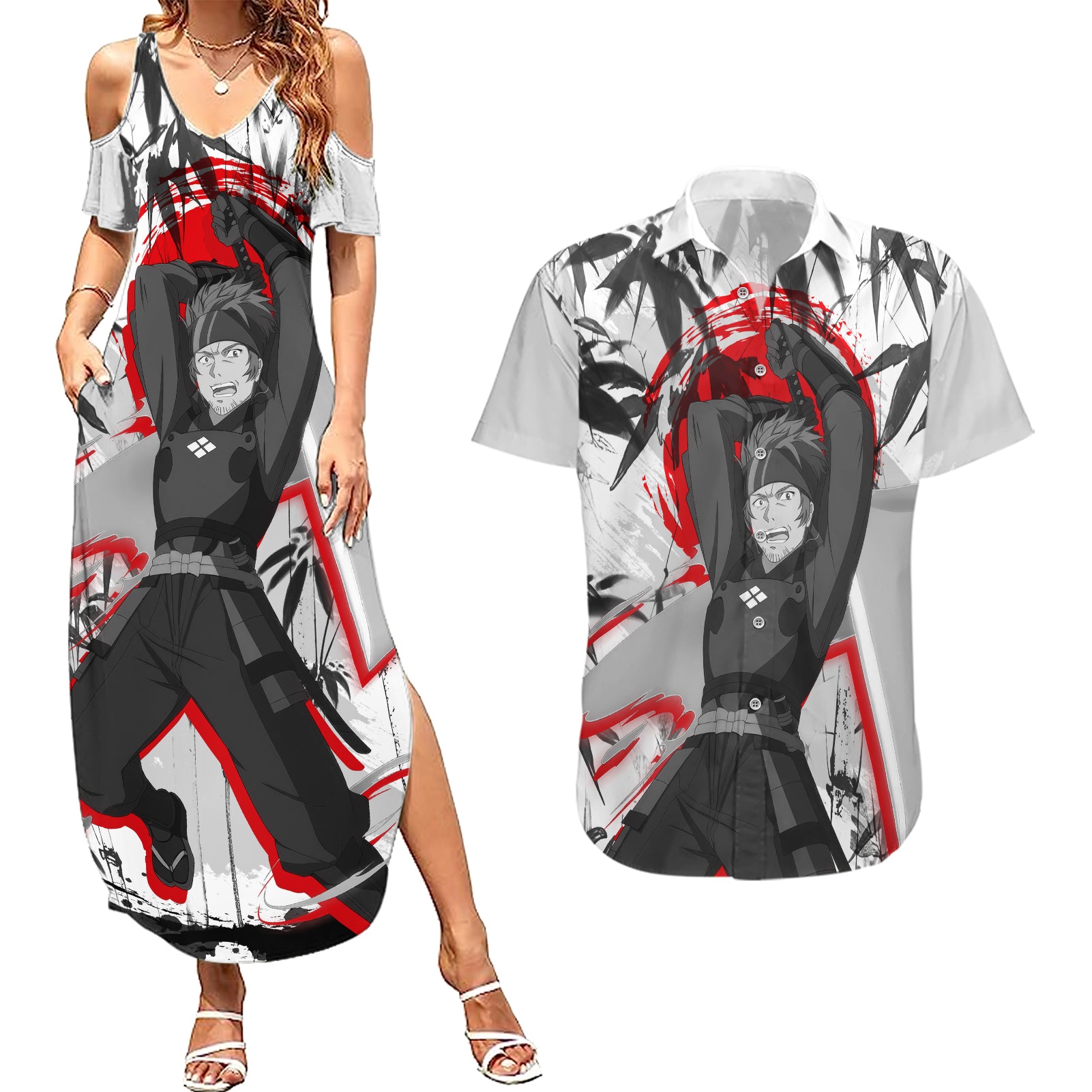 Klein Couples Matching Summer Maxi Dress and Hawaiian Shirt Sword Art Online