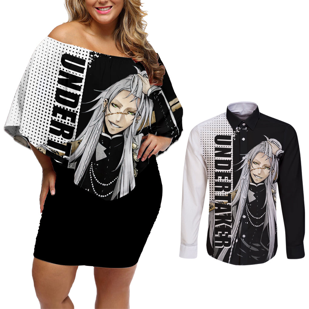 Undertaker Couples Matching Off Shoulder Short Dress and Long Sleeve Button Shirt Black Butler