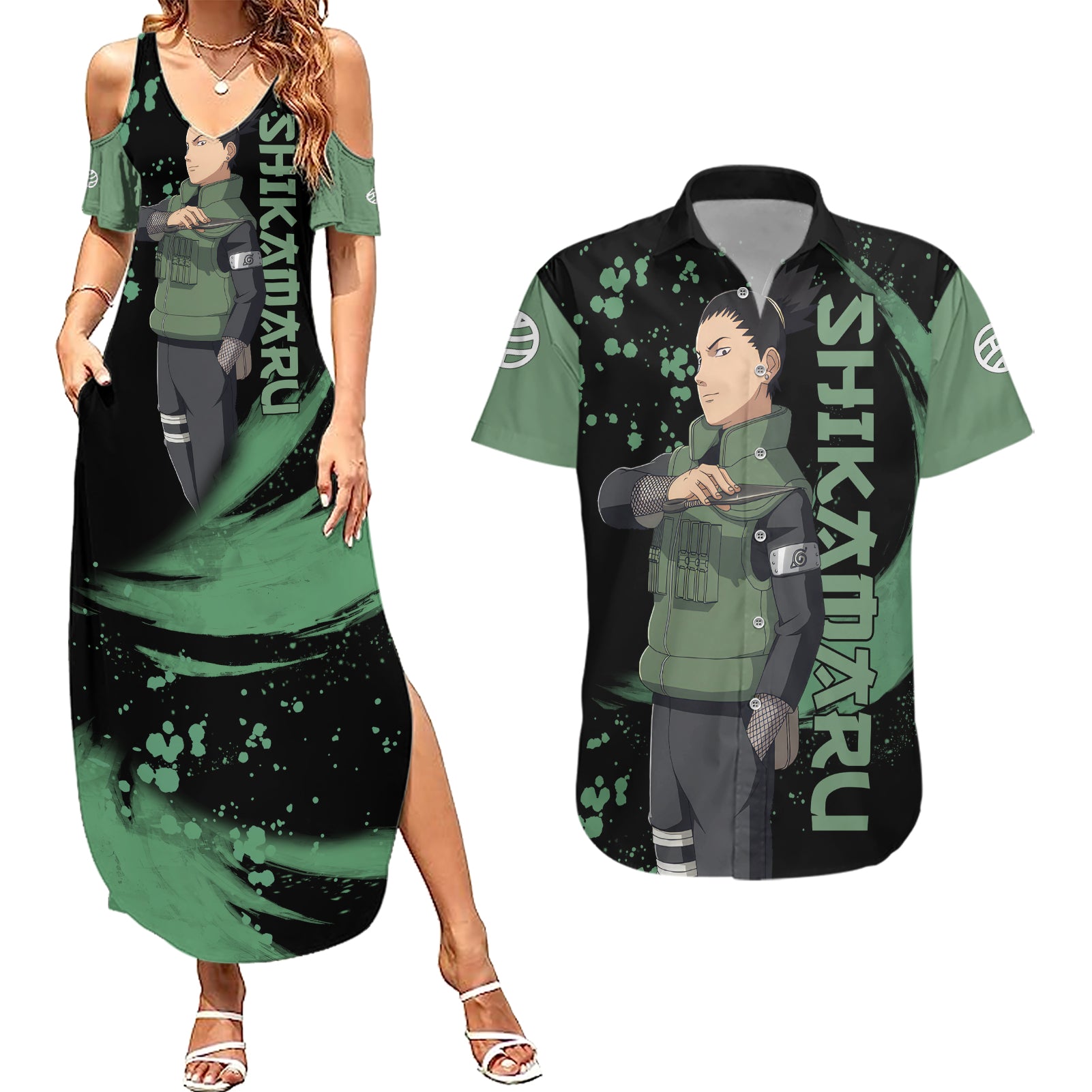 Nara Shikamaru Couples Matching Summer Maxi Dress and Hawaiian Shirt Naruto