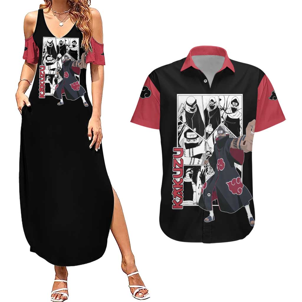 Kakuzu - Naruto Couples Matching Summer Maxi Dress and Hawaiian Shirt Anime Mix Manga Style