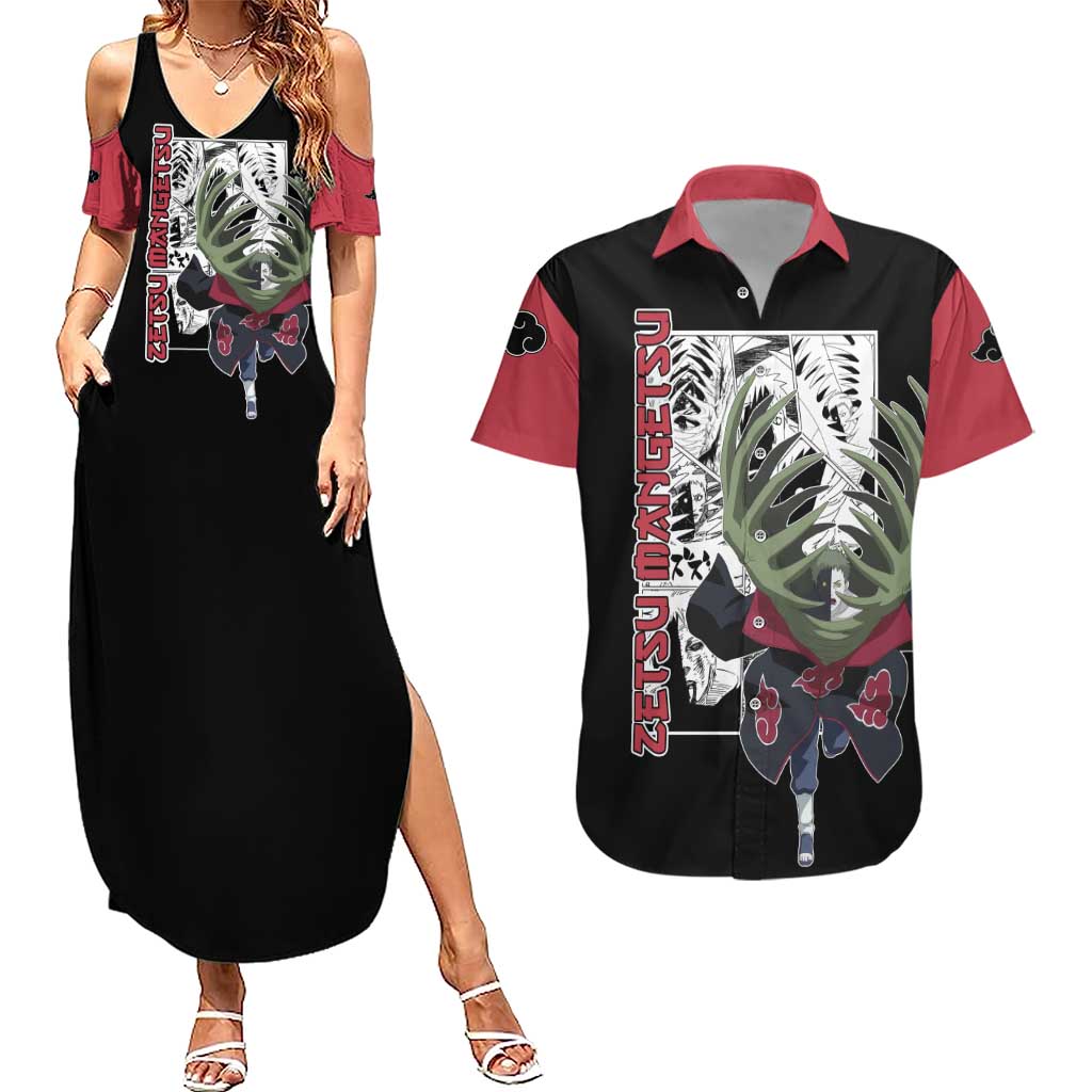 Zetsu Mangetsu - Naruto Couples Matching Summer Maxi Dress and Hawaiian Shirt Anime Mix Manga Style