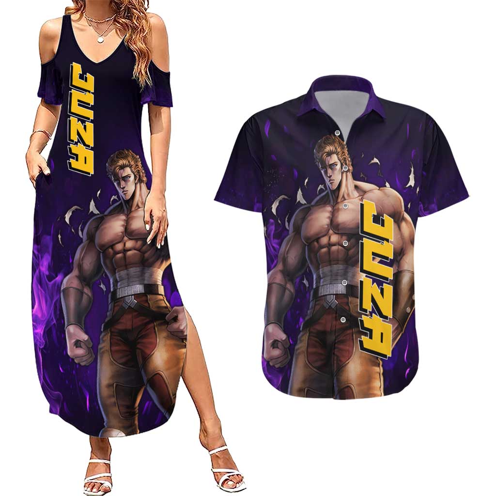 Juza - Fist Of The North Star Couples Matching Summer Maxi Dress and Hawaiian Shirt Anime Mix Manga Style