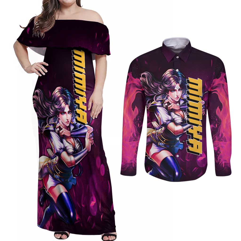 Mimiya - Fist Of The North Star Couples Matching Off Shoulder Maxi Dress and Long Sleeve Button Shirt Anime Mix Manga Style