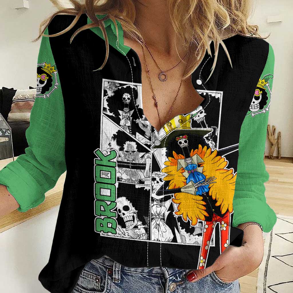 Brook - One Piece Women Casual Shirt Anime Mix Manga Style