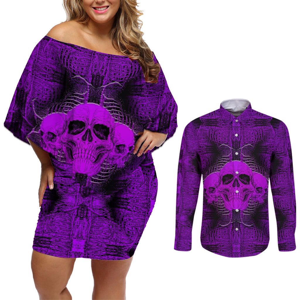 skull-pattern-couples-matching-off-shoulder-short-dress-and-long-sleeve-button-shirts-i-am-who-i-am-your-approval-isnt-needed