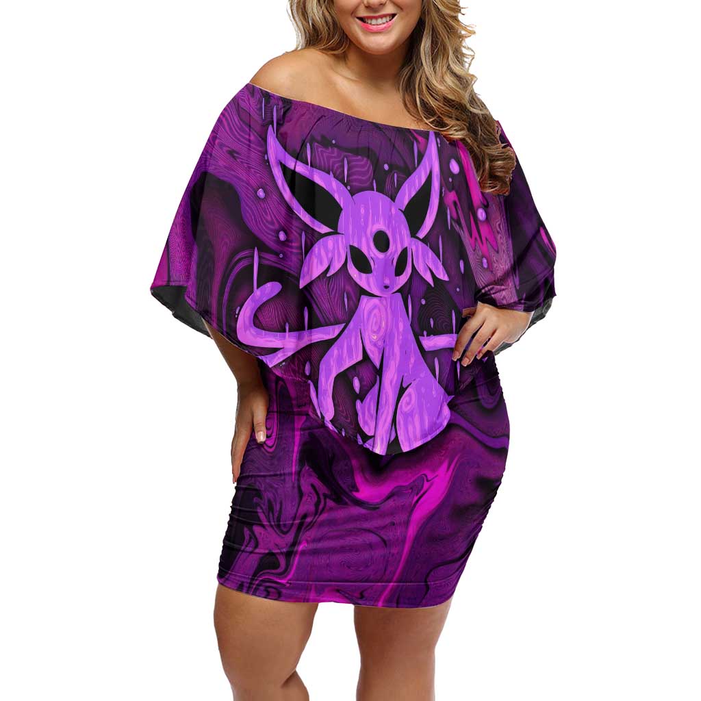 Blazing Espeon Off Shoulder Short Dress Anime Style