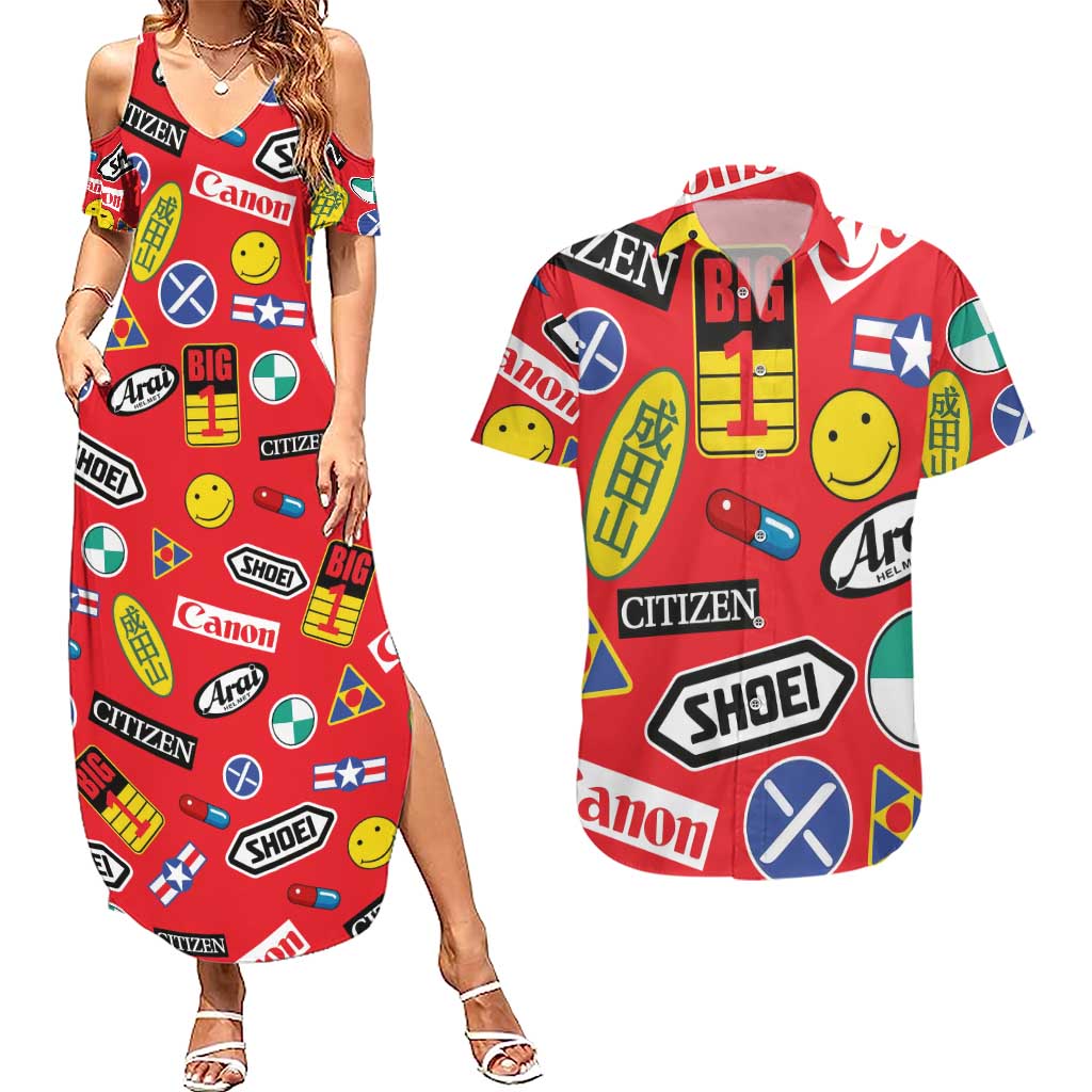 Akira Full Decals Couples Matching Summer Maxi Dress and Hawaiian Shirt Anime Style