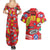 Akira Full Decals Couples Matching Summer Maxi Dress and Hawaiian Shirt Anime Style