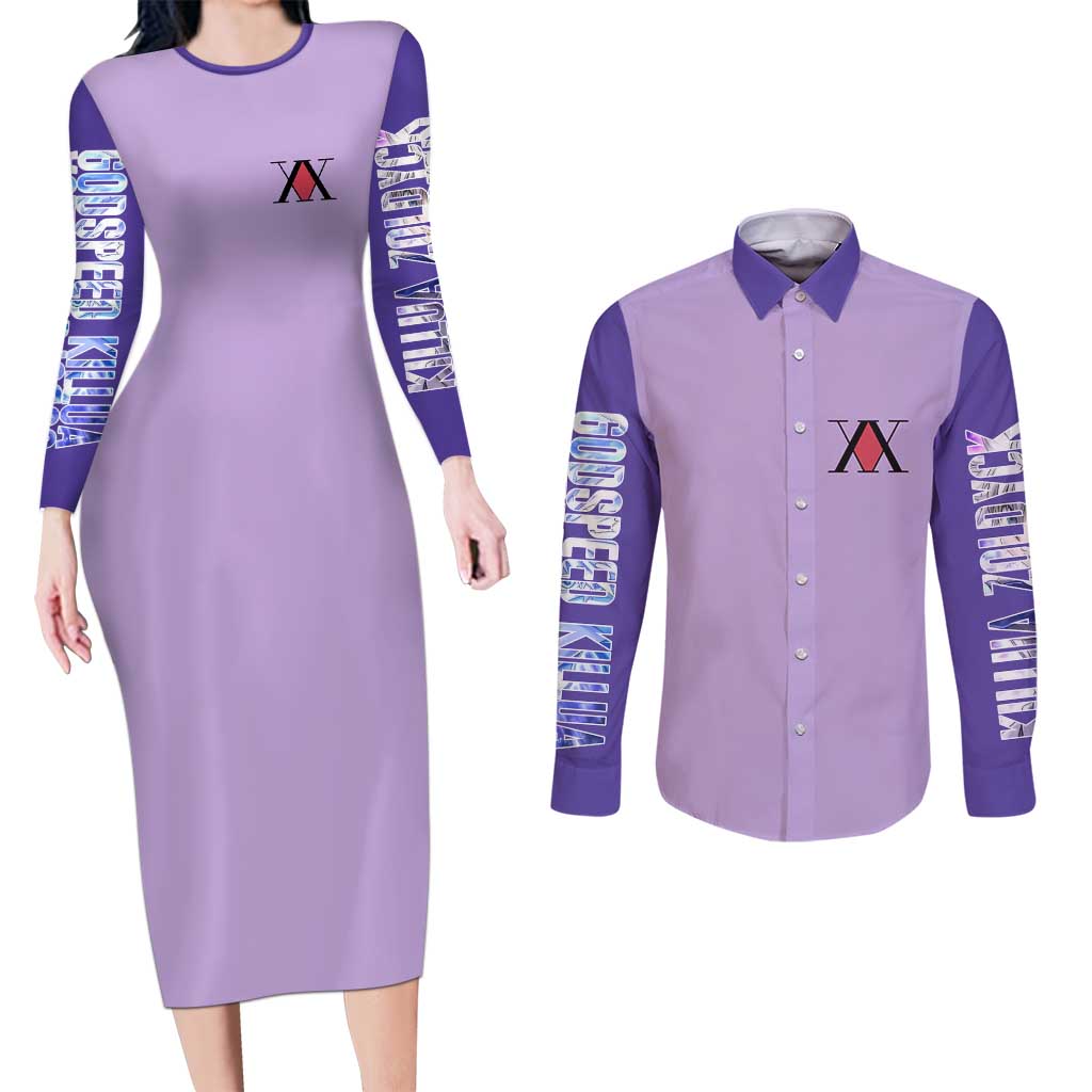 Killua Zoldyck Hunter x Hunter Couples Matching Long Sleeve Bodycon Dress and Long Sleeve Button Shirt Anime Style