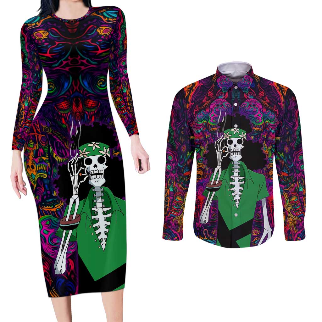 One Piece Hippie Trip Brook Couples Matching Long Sleeve Bodycon Dress and Long Sleeve Button Shirt Anime Style