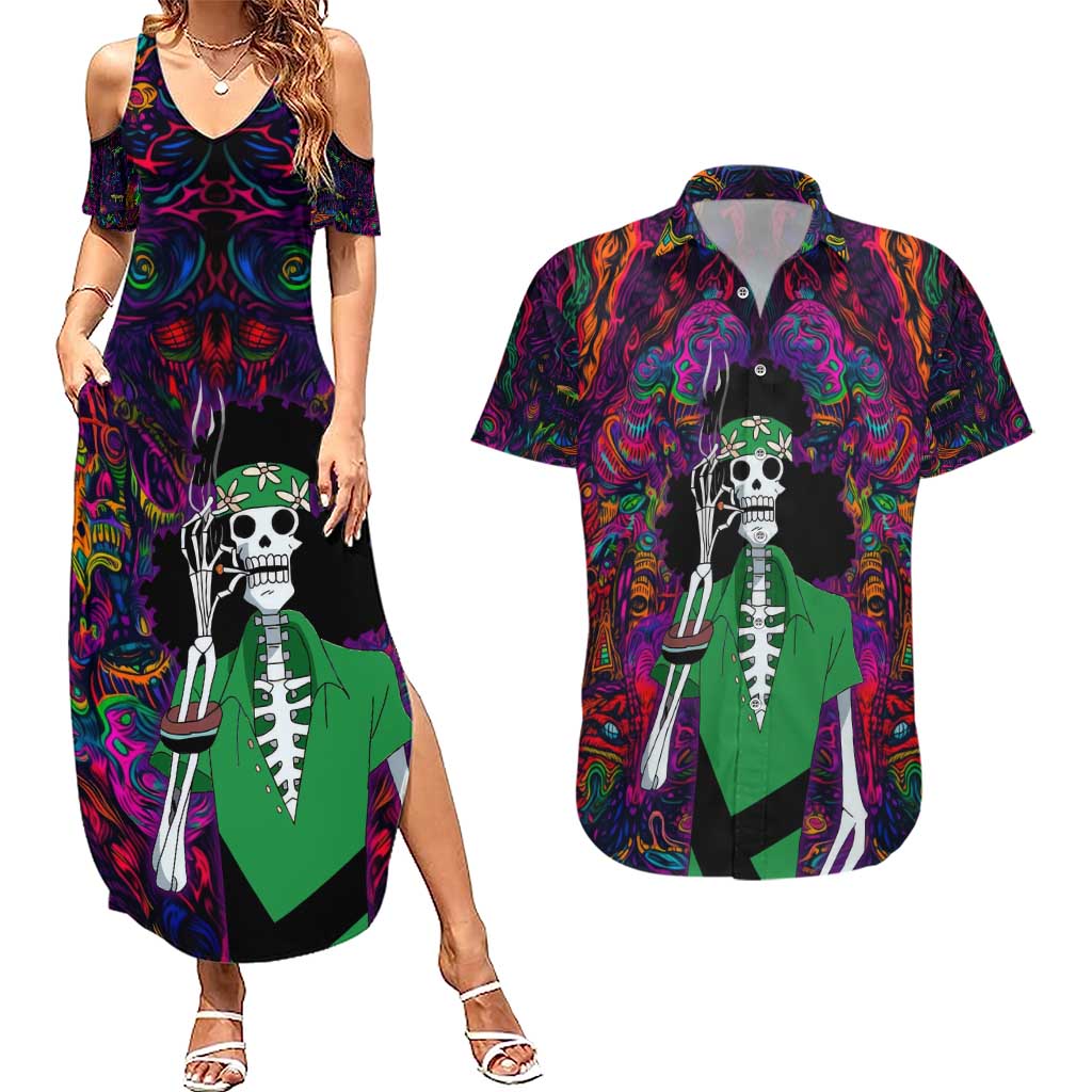 One Piece Hippie Trip Brook Couples Matching Summer Maxi Dress and Hawaiian Shirt Anime Style