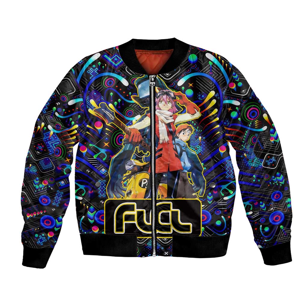 Vibing FLCL Bomber Jacket Anime Mix Colorful Abstract Style