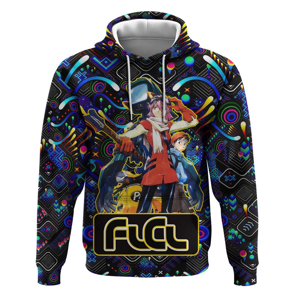 Vibing FLCL Hoodie Anime Mix Colorful Abstract Style