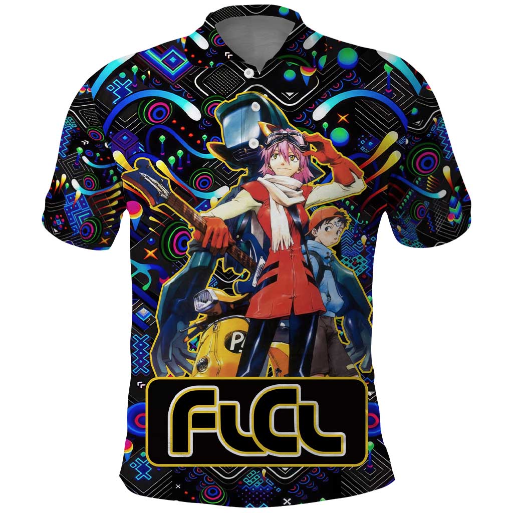 Vibing FLCL Polo Shirt Anime Mix Colorful Abstract Style