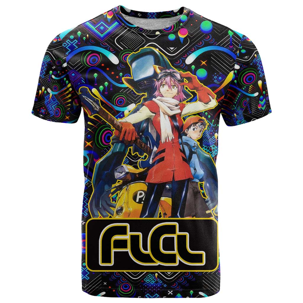 Vibing FLCL T Shirt Anime Mix Colorful Abstract Style