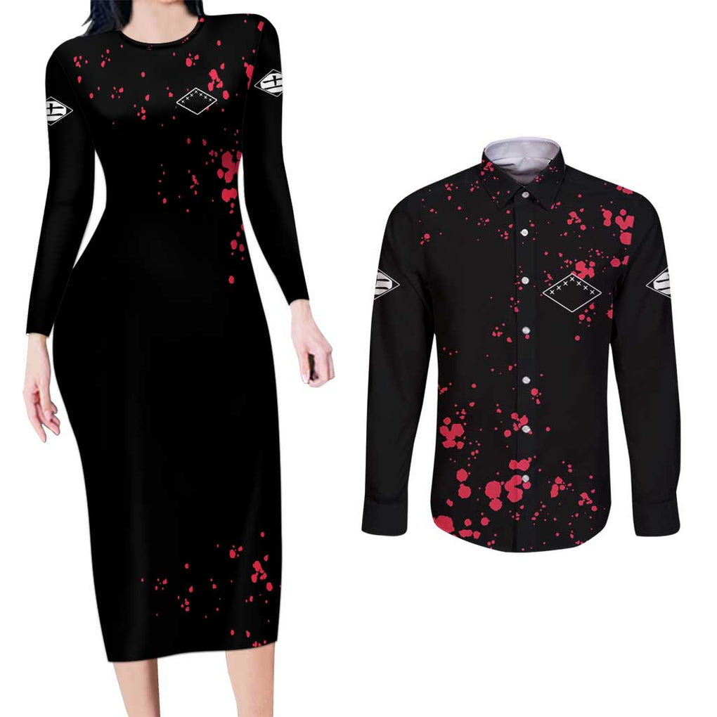 Zaraki Kenpachi - Bleach Couples Matching Long Sleeve Bodycon Dress and Long Sleeve Button Shirt Anime Style