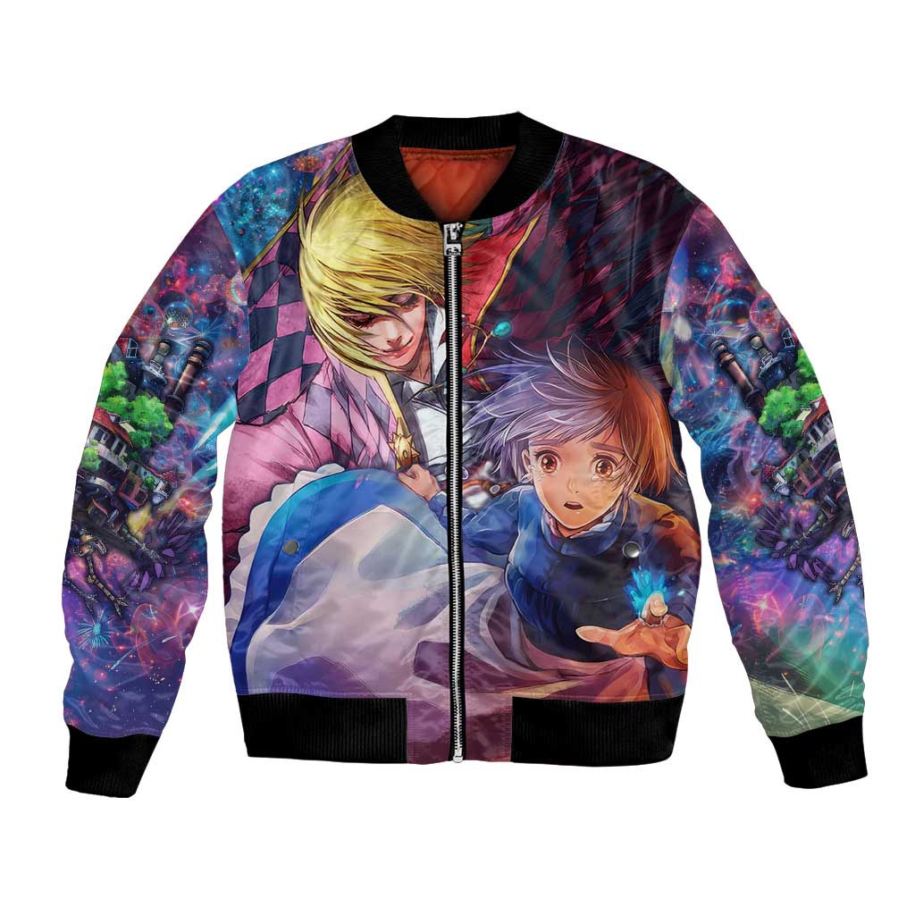 Trippy Howls Moving Castle Studio Ghibli Bomber Jacket Anime Mix With Trippy Style