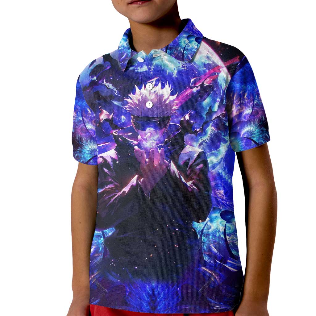 Trippy Gojo Satoru Jujutsu Kaisen Kid Polo Shirt Anime Style