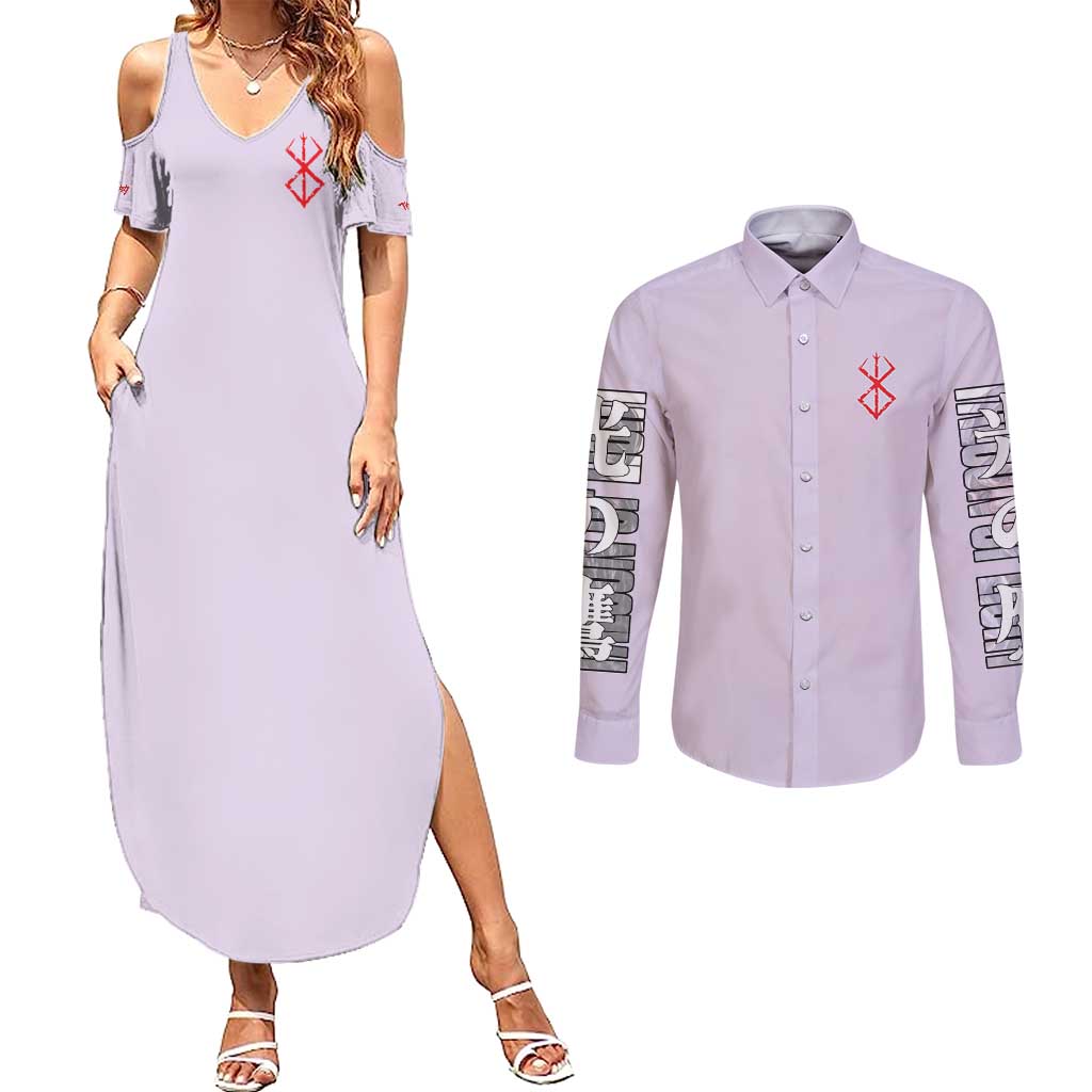 Griffith Berserk Couples Matching Summer Maxi Dress and Long Sleeve Button Shirt Anime Style