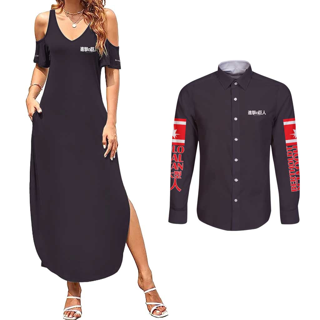 Colossal Titan Attack on Titan Couples Matching Summer Maxi Dress and Long Sleeve Button Shirt Anime Style