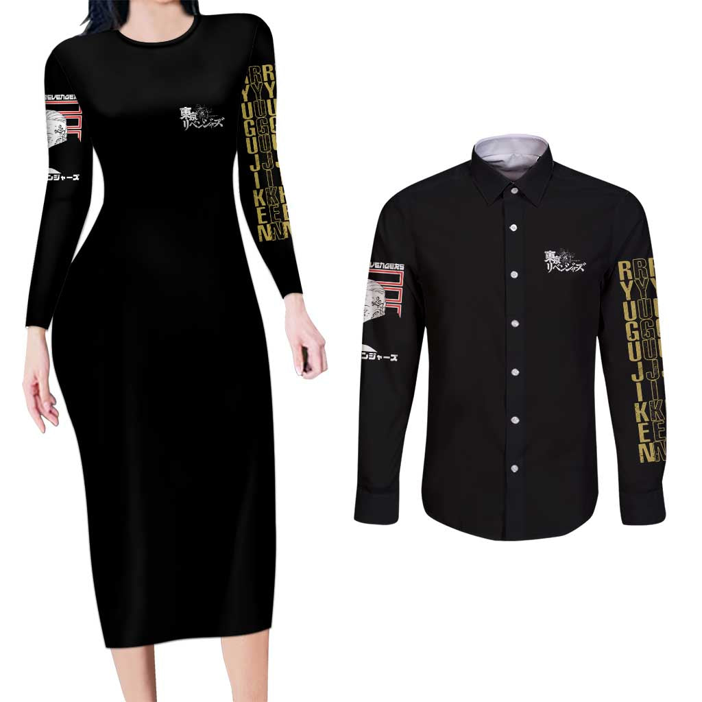 Draken Ryuguji Ken Tokyo Revengers Couples Matching Long Sleeve Bodycon Dress and Long Sleeve Button Shirt Anime Style