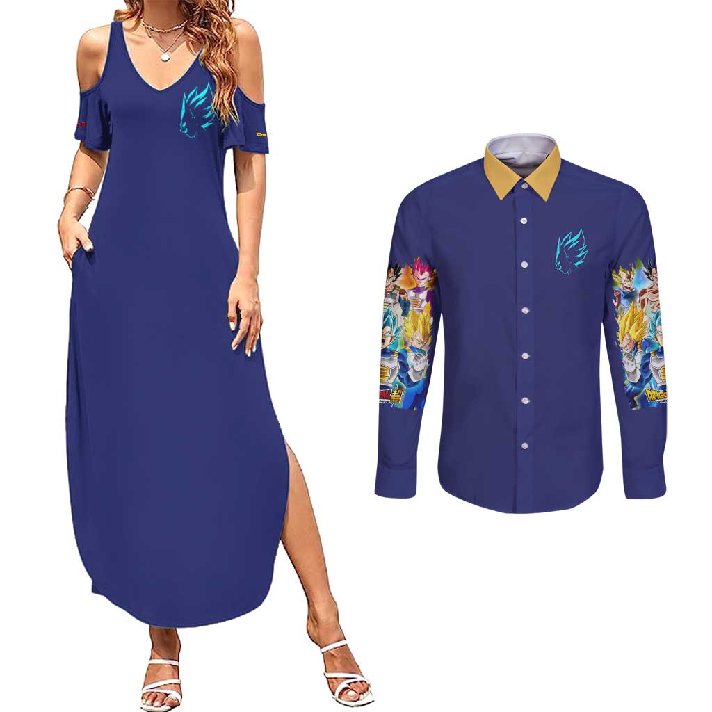 Vegeta V4 Dragon Ball Z Couples Matching Summer Maxi Dress and Long Sleeve Button Shirt Anime Style