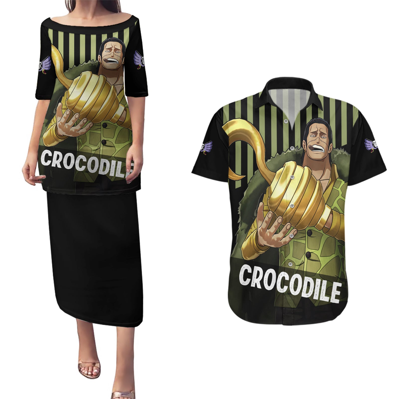 Crocodile - One Piece Couples Matching Puletasi and Hawaiian Shirt