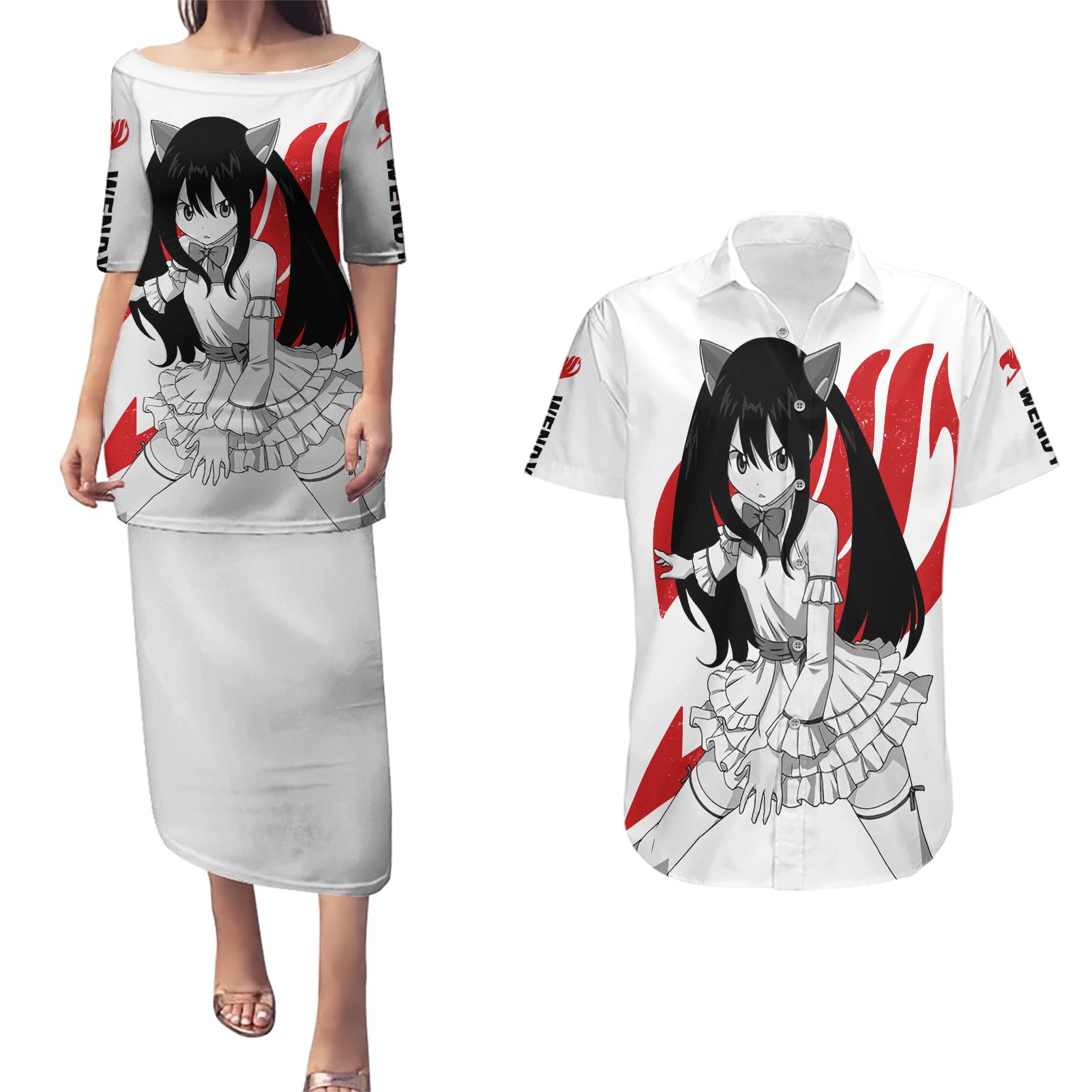 Wendy Marvell Couples Matching Puletasi and Hawaiian Shirt