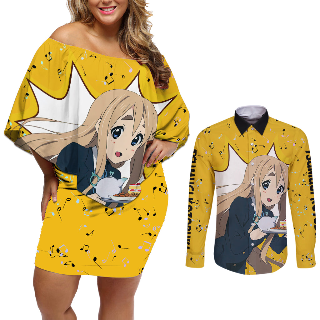 K-On - Tsumugi Kotobuki Anime Couples Matching Off Shoulder Short Dress and Long Sleeve Button Shirt