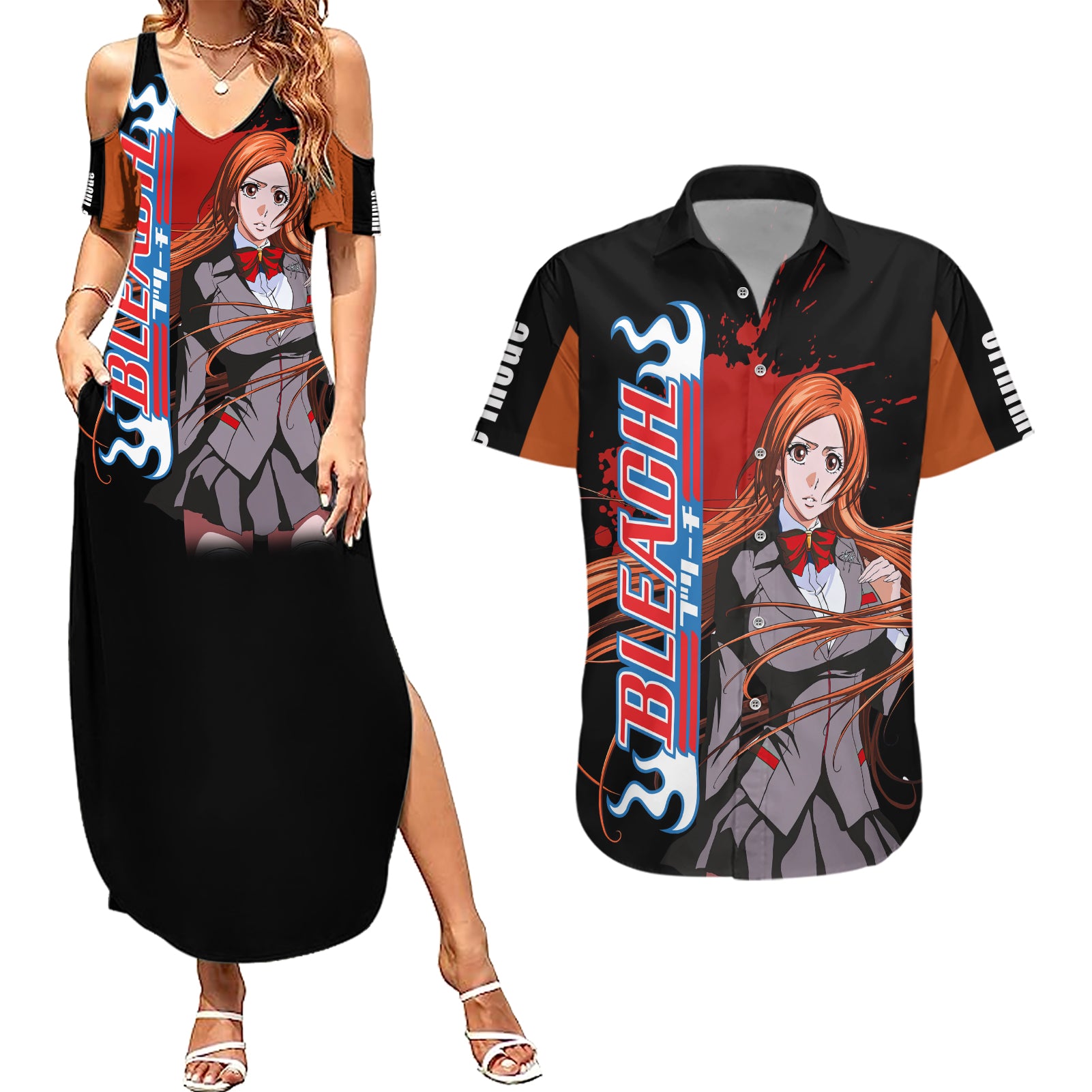 Orihime Inoue Couples Matching Summer Maxi Dress and Hawaiian Shirt Bleach