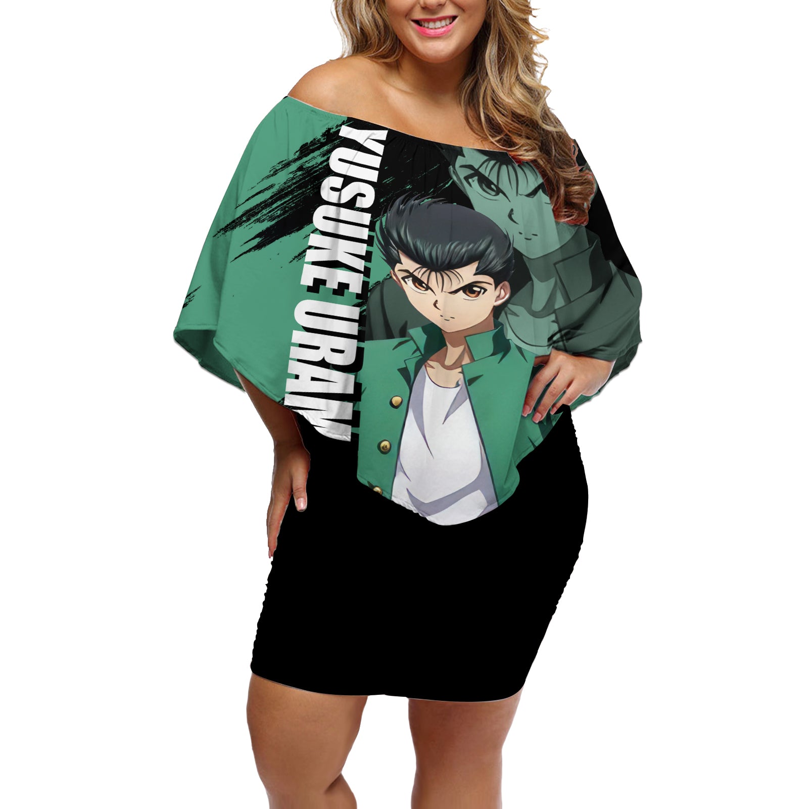 Yusuke Urameshi Off Shoulder Short Dress Yu Yu Hakusho Anime Style