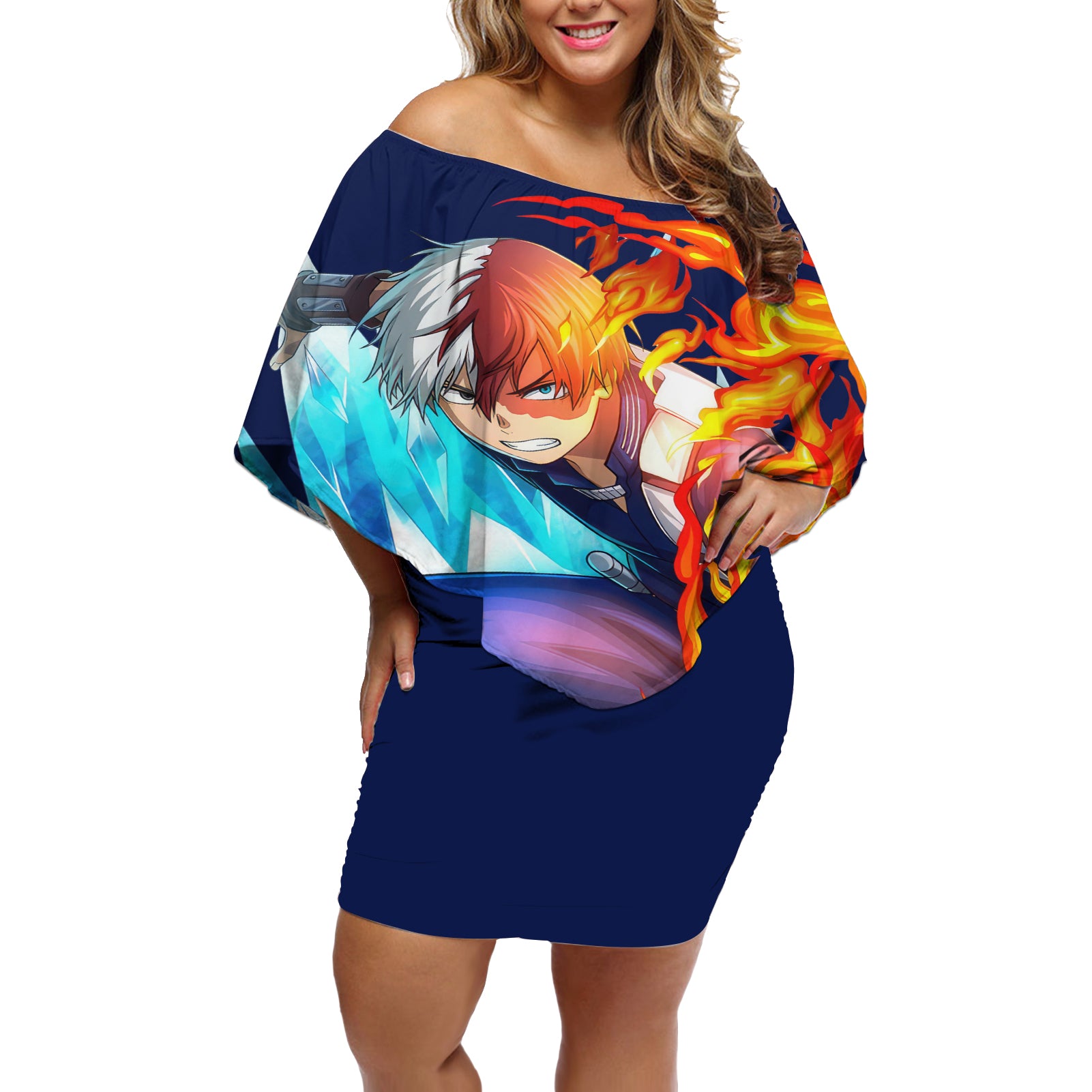 Shoto Todoroki Off Shoulder Short Dress My Hero Academia