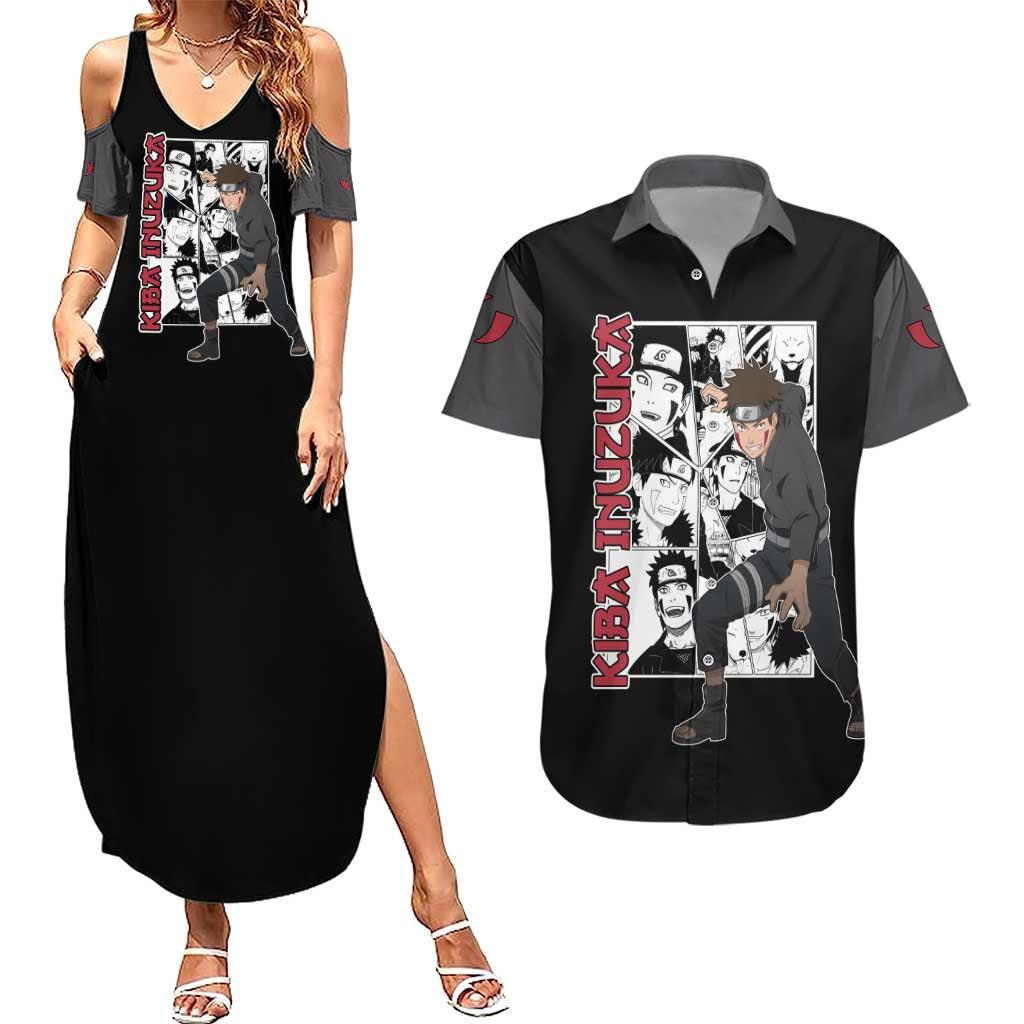 Kiba Inuzuka - Naruto Couples Matching Summer Maxi Dress and Hawaiian Shirt Anime Mix Manga Style