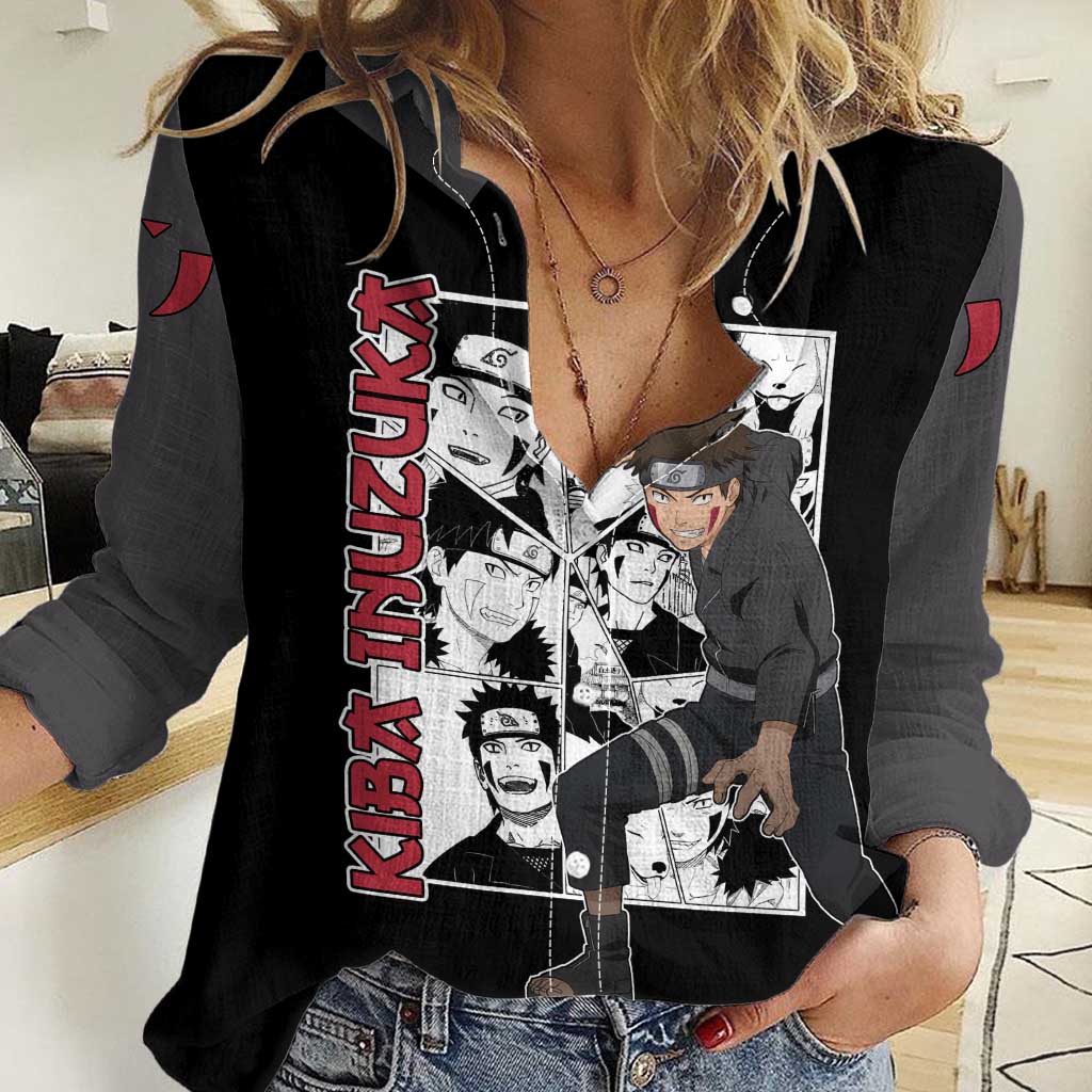 Kiba Inuzuka - Naruto Women Casual Shirt Anime Mix Manga Style