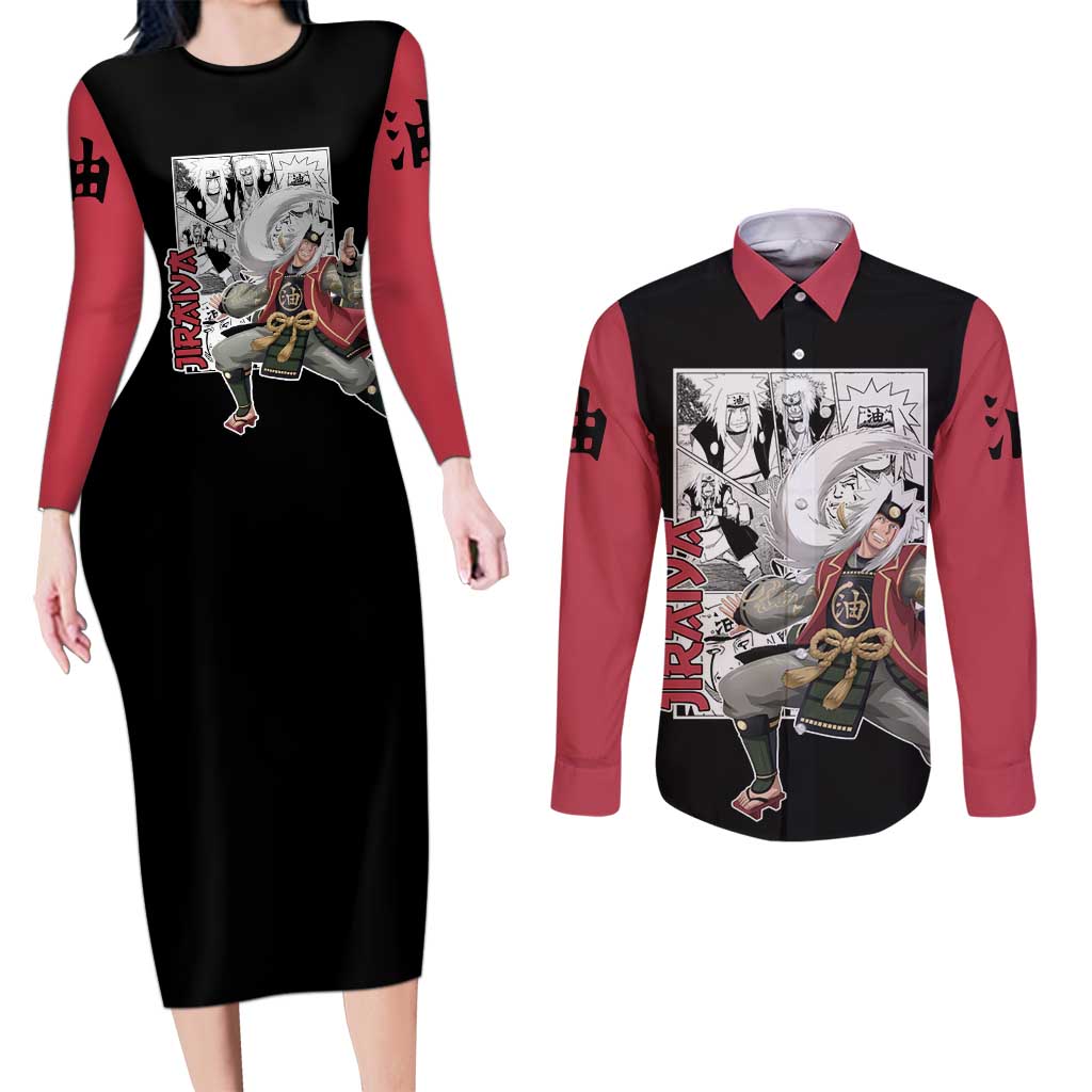 Jiraiya - Naruto Couples Matching Long Sleeve Bodycon Dress and Long Sleeve Button Shirt Anime Mix Manga Style