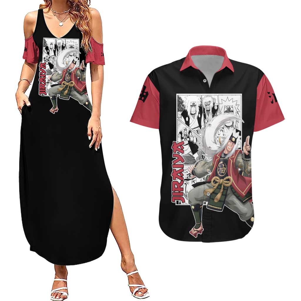 Jiraiya - Naruto Couples Matching Summer Maxi Dress and Hawaiian Shirt Anime Mix Manga Style