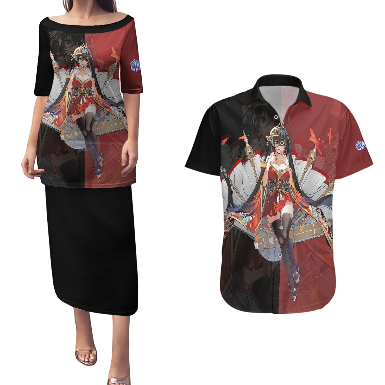 Taihou - Azur Lane Couples Matching Puletasi and Hawaiian Shirt Anime Game Style