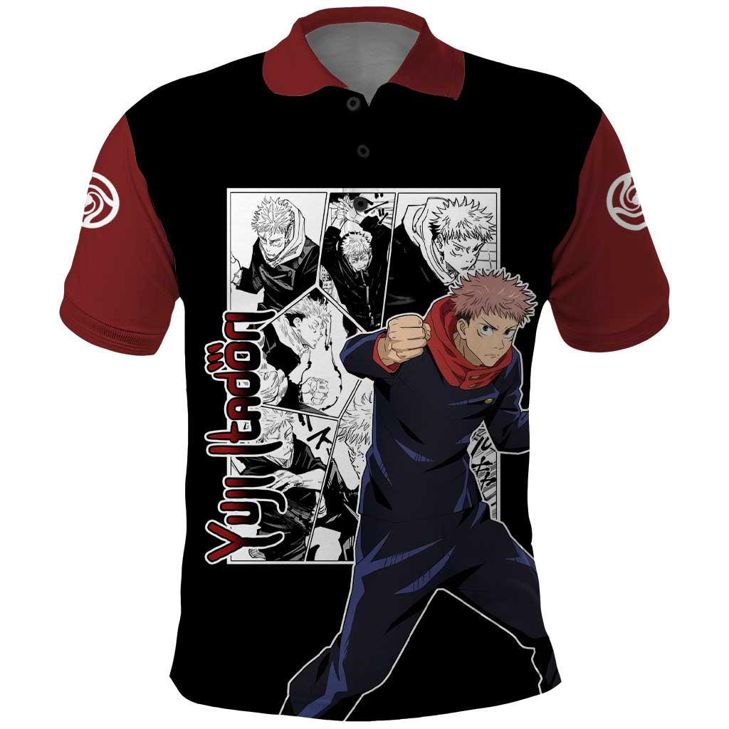 Yuji Itadori - Jujustu Kaisen Polo Shirt Anime Mix Manga Style