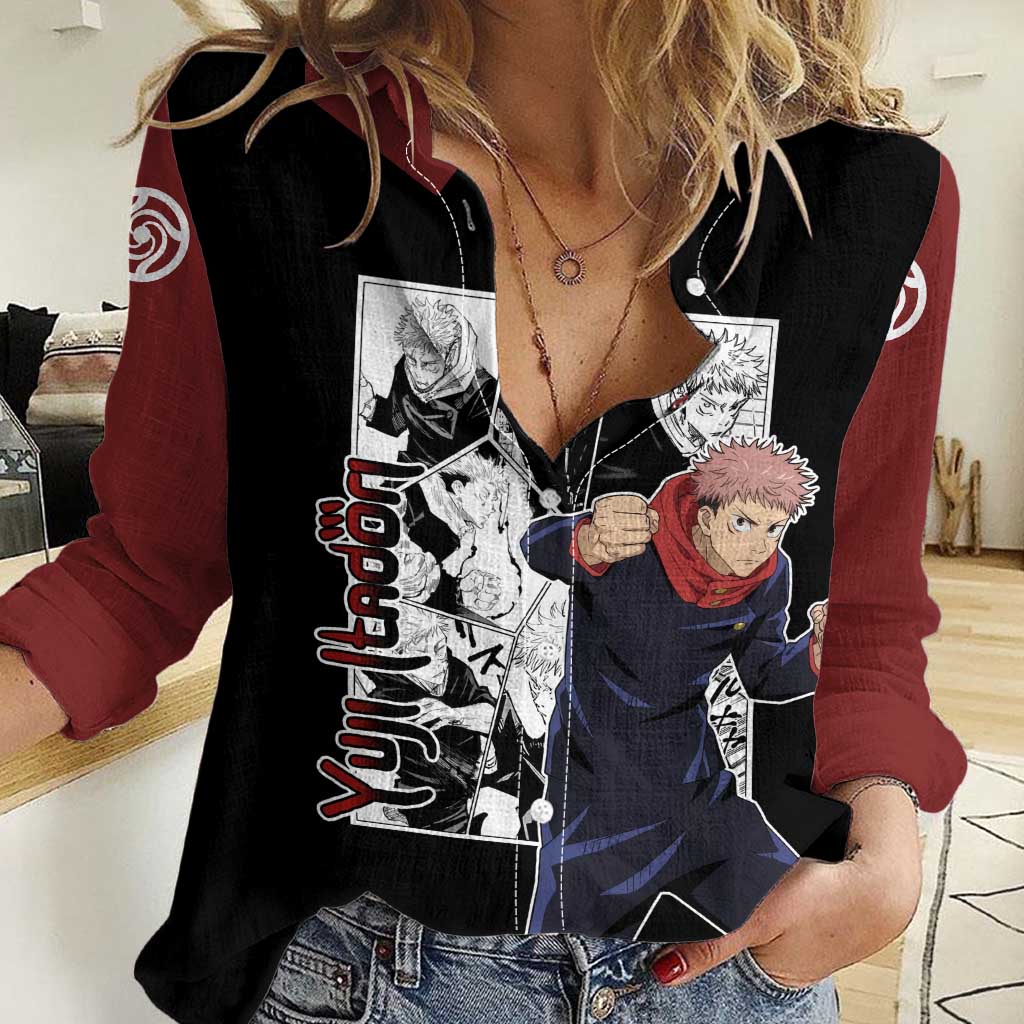 Yuji Itadori - Jujustu Kaisen Women Casual Shirt Anime Mix Manga Style