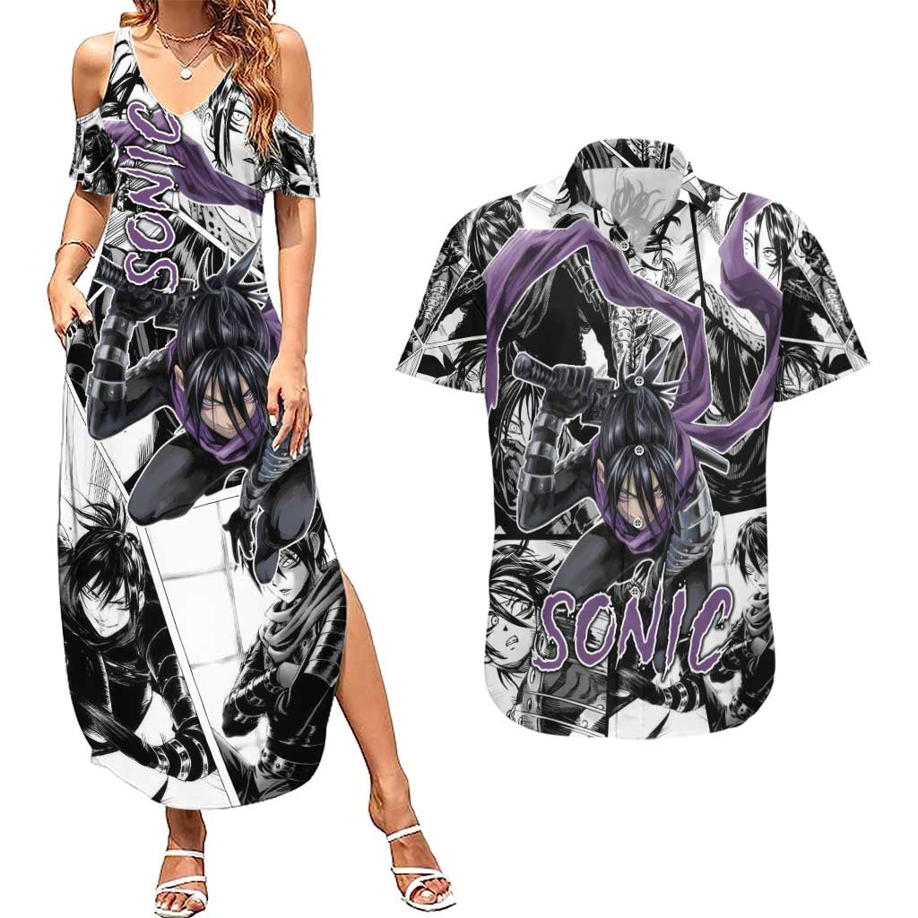 Sonic - One Punch Man Couples Matching Summer Maxi Dress and Hawaiian Shirt Anime Mix Manga Style