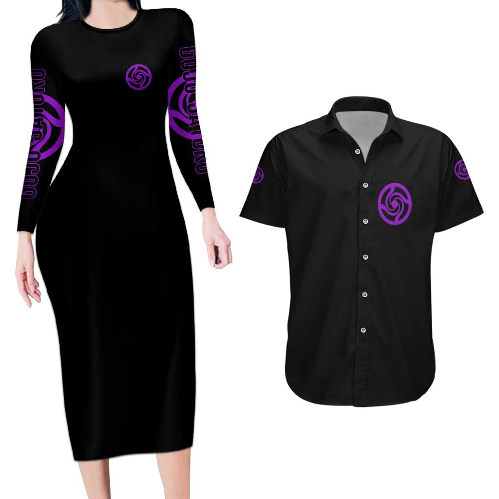 Gojo Satoru Sensei - Jujutsu Kaisen Couples Matching Long Sleeve Bodycon Dress and Hawaiian Shirt Anime Japan Art Style