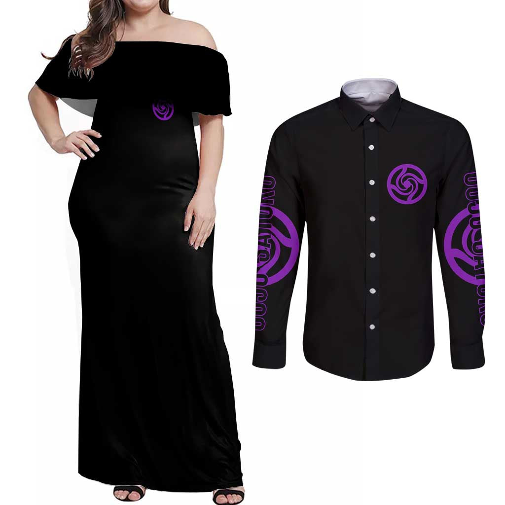 Gojo Satoru Sensei - Jujutsu Kaisen Couples Matching Off Shoulder Maxi Dress and Long Sleeve Button Shirt Anime Japan Art Style